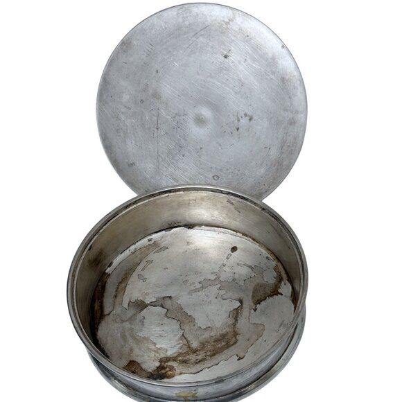 BANANA REPUBLIC Round Metal Box w/ Lid Trinket Box Silvertone - Picture 5 of 11